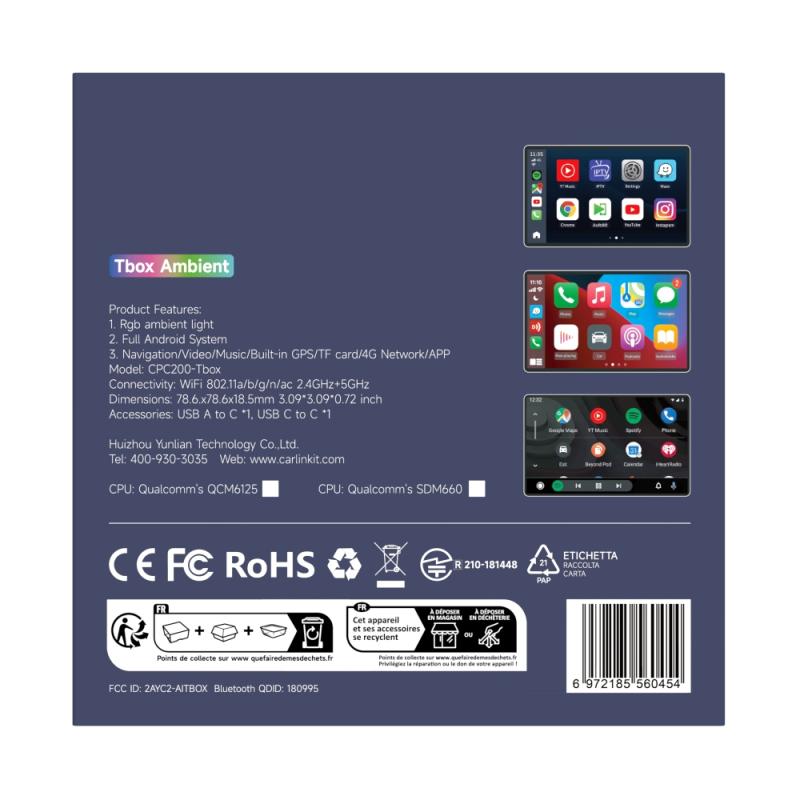 10005-1-1.jpg CarlinKit CarPlay Ai TV Box LED USB Plus Android13 كوالكوم 660 8 النواة CarPlay اللاسلكي، Android Auto، Netflix، YouTube - الصورة 5